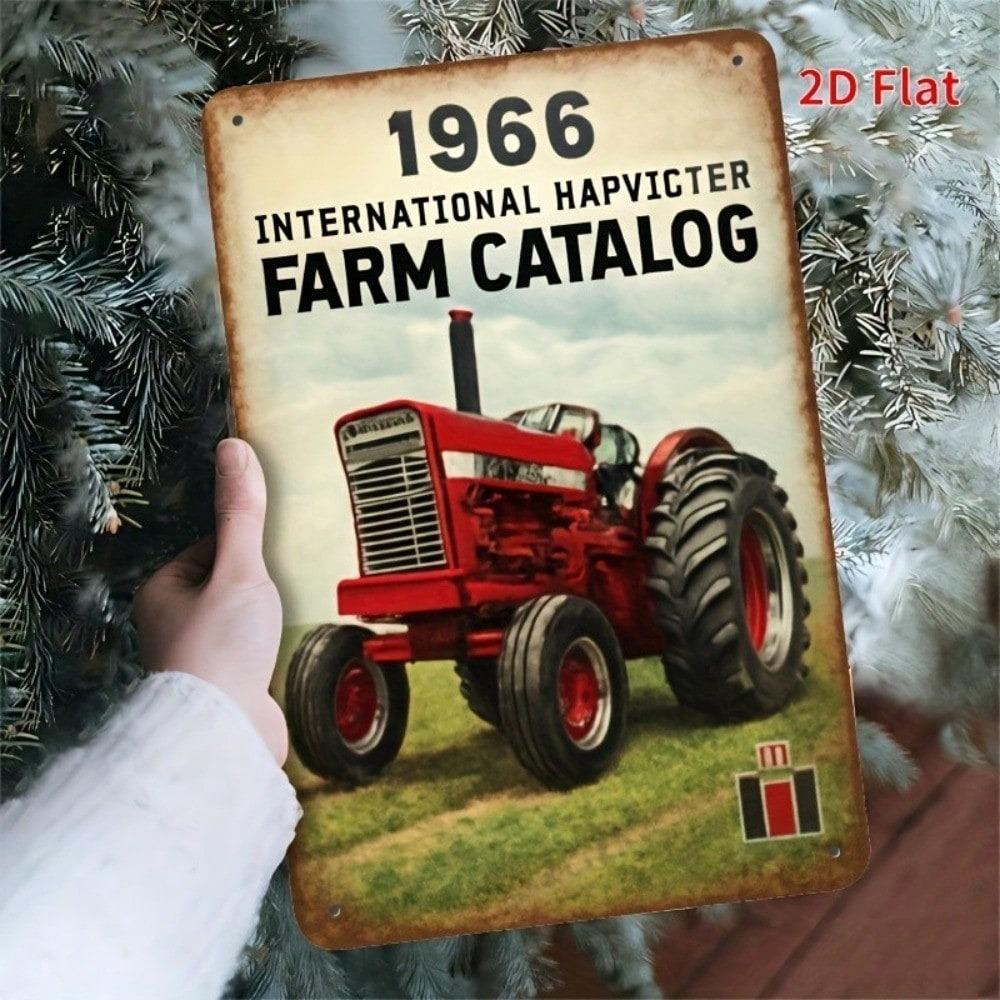 Antique Farm Tractor Metal Tin Sign 1966 Rustic Wall Art Man Cave Garage Bar Decor