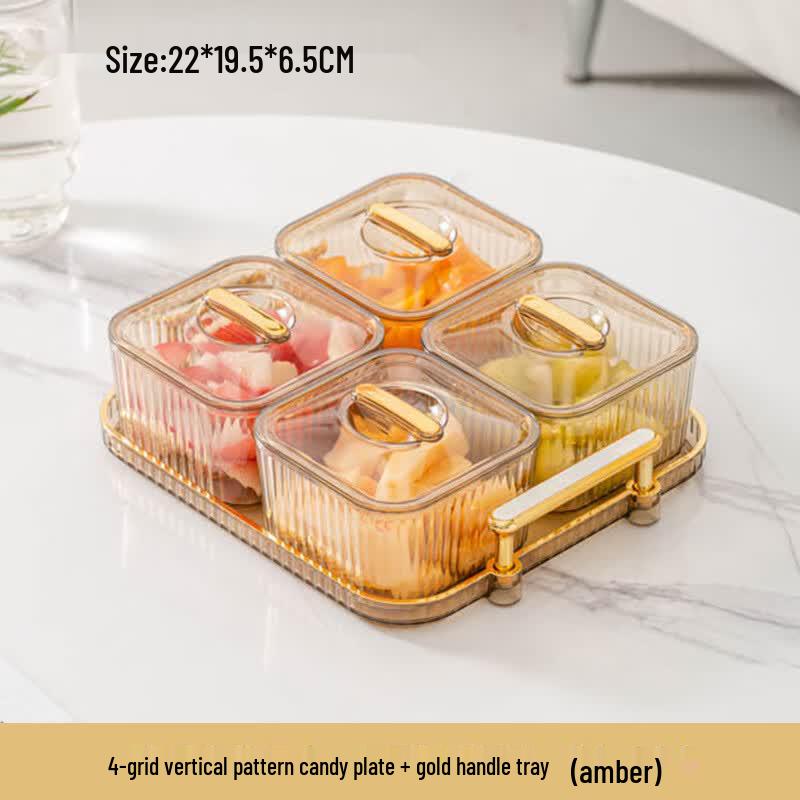 Mingwei Amber Gold Fruit Plate Set