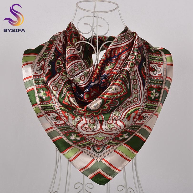 [BYSIFA] Hijab Scarf New Black Women Silk Square Scarf Shawl Luxury Brand Winter Scarves Kerchief Spring Female Fall Head Scarfs