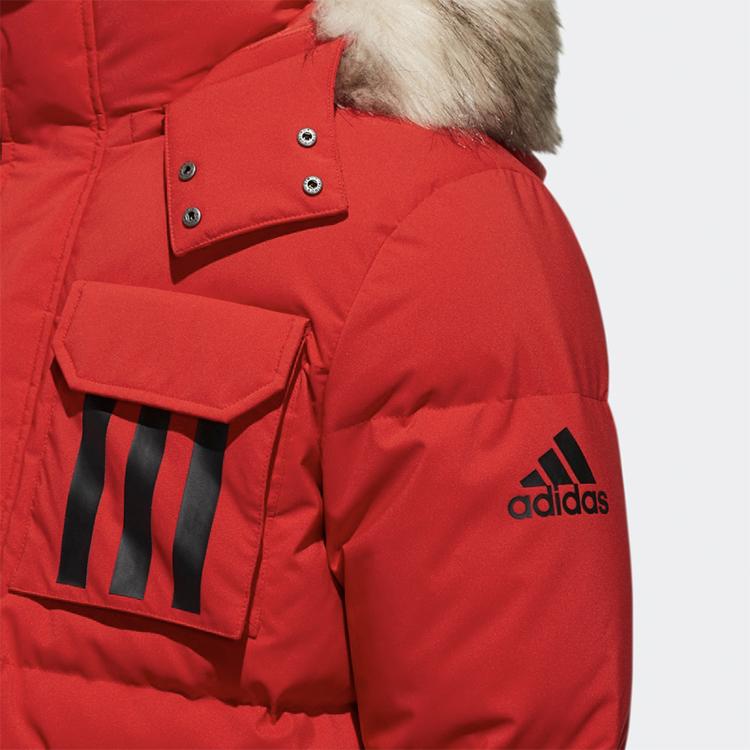 Adidas Down Puffer Jacket With Hood Men Outerwear Light-Crimson DT7916