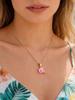 Cute Pink Little Elephant Pendant Stainless Steel Giraffe Animal Necklace Prayer Lucky Charm Jewelry Gift