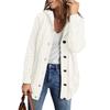 European American Winter Women's Solid Knit Cardigan: Casual Versatile Single-Breasted Multi-Button Warm Jacket