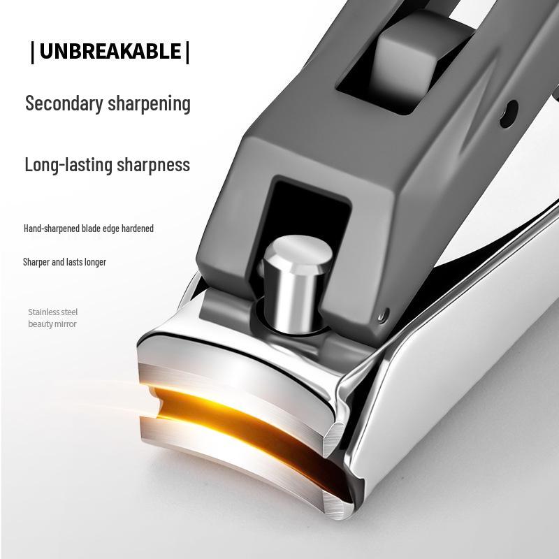 Stainless Steel Anti-Splash Nail Clippers with Large Opening and Debris Collection Compartment