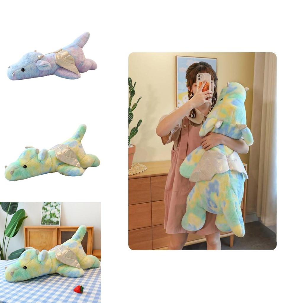 Colorful Small Dragon Plush Toy Pillow Tie-dye Dinosaur Doll Plushie Wholesale Gift