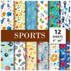 12 Blätter/Pack Sport-Thema Hintergrund Handkonto Scrapbook Ball Materialpapier Trägerpapier