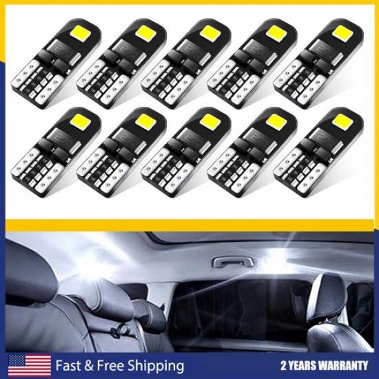 10Pcs 194 T10 AUXITO W5W 168 LED SMD CANBUS Error Free White Light Wedge Bulb L