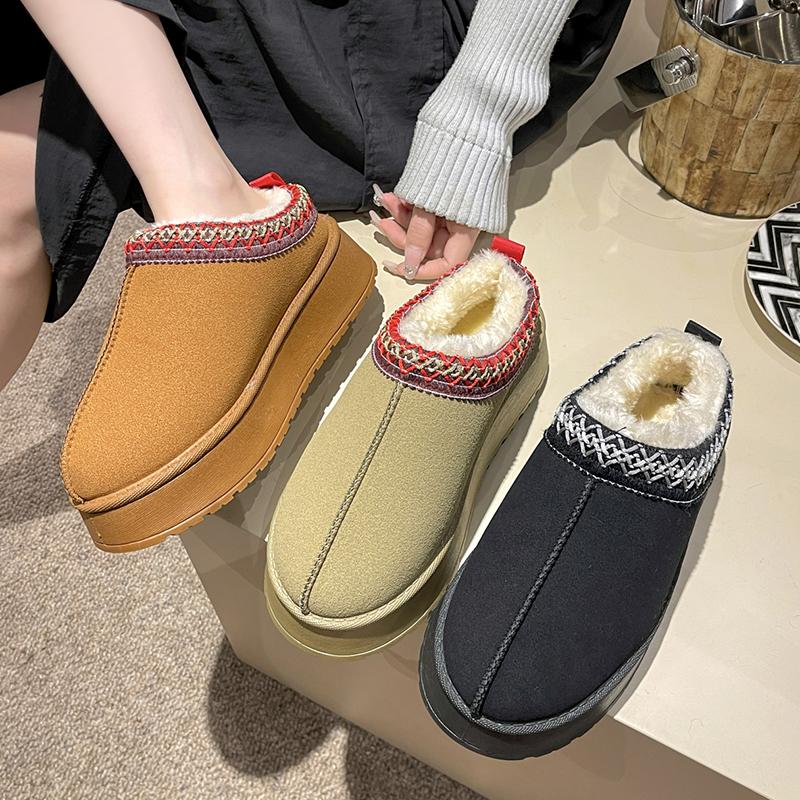 Fashion Fashion Platform Fluffy Slippers for Women Winter Thicken Warm Plush Snow Boots Woman Thick Sole Non Slip Indoor House Slippers