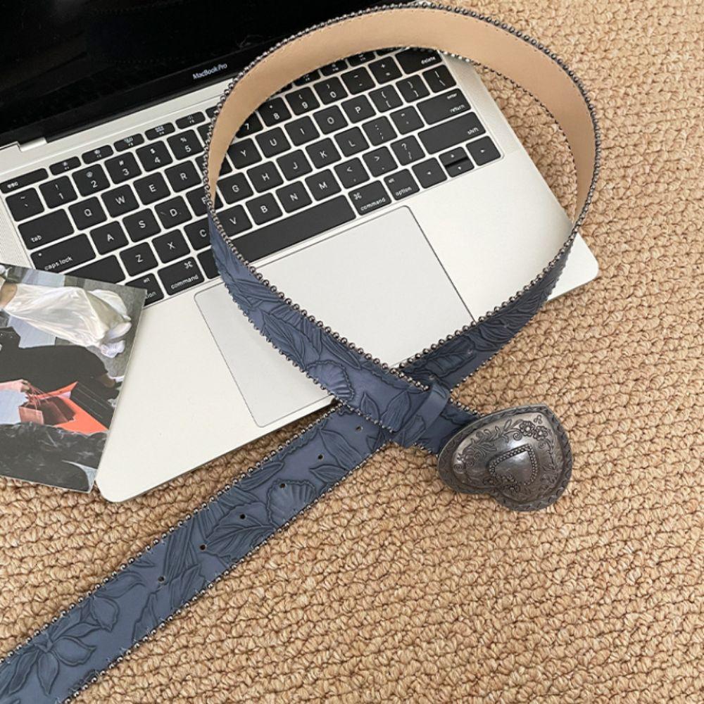 Gothic Heart Waist Belt American Style Dress Jeans Belt Vintage Women's Belt  Streetwear