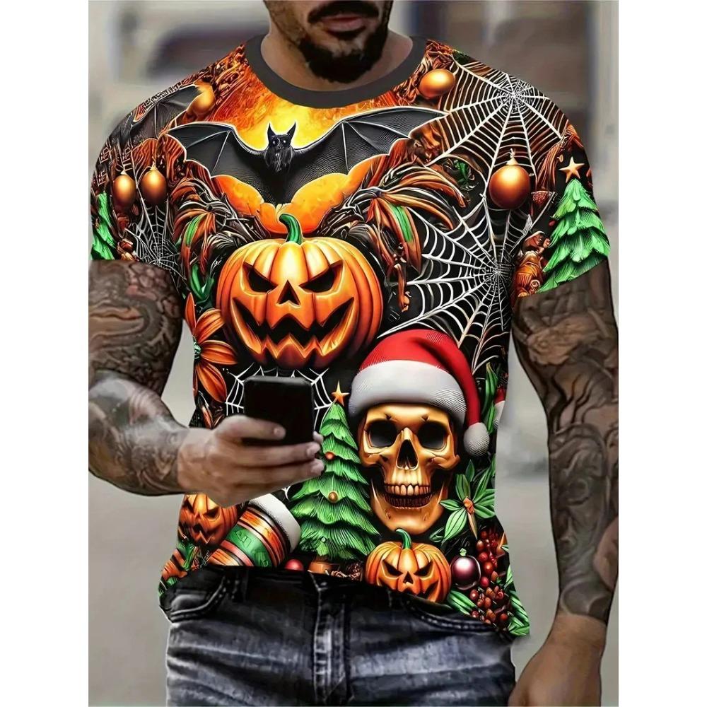 Goth Horror Joker Skull 3D Printed Men's T-Shirts Summer Street Short-Sleeve Outdoor Casual Tops Men's and Women's Tees Top