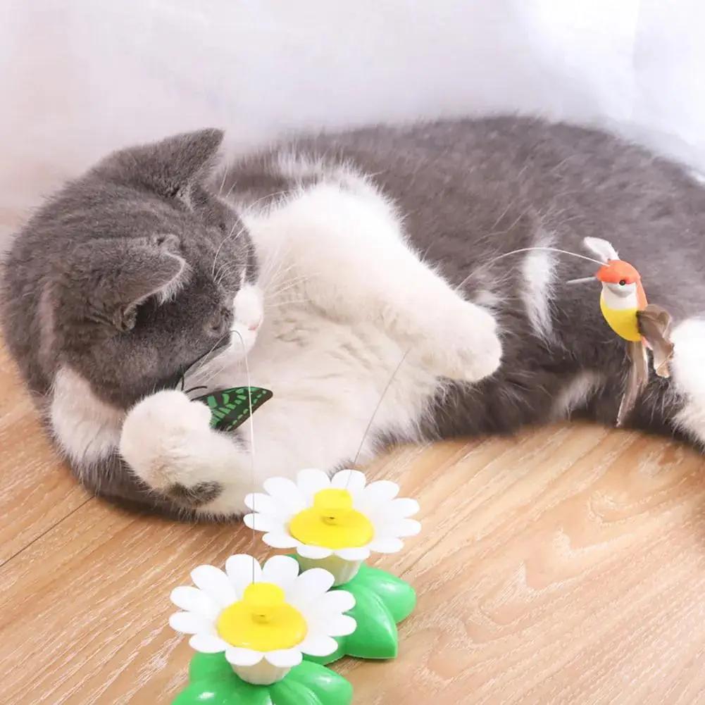 1PCS Electric Butterfly Birds Cat Toy Shake Rotating Flying Automatic Humming Bird Intelligence Training Funny Pet Toys