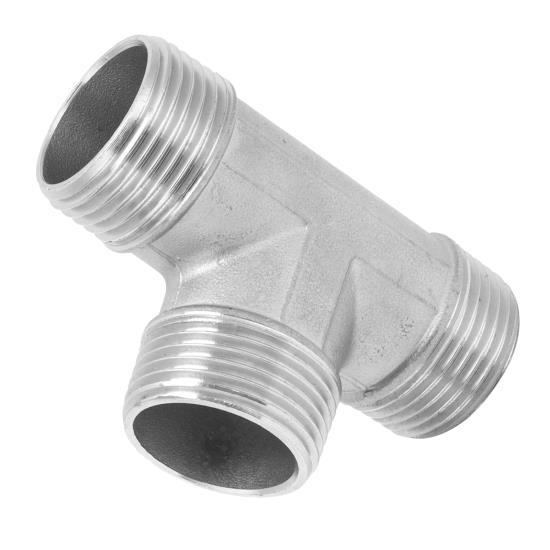 Tvarovaný konektor G1in s vnějším závitem, nerezová ocel, T-kus, hardware, potrubní armatury