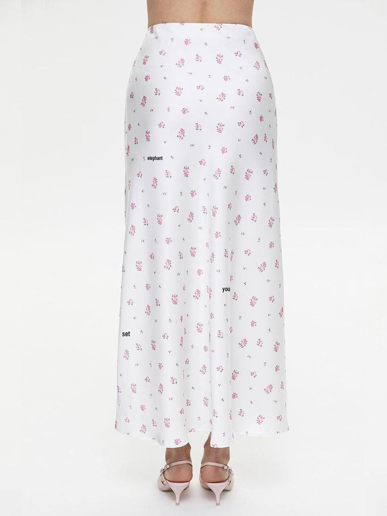 2025 Spring/Summer Floral Satin High-Waisted Midi Skirt