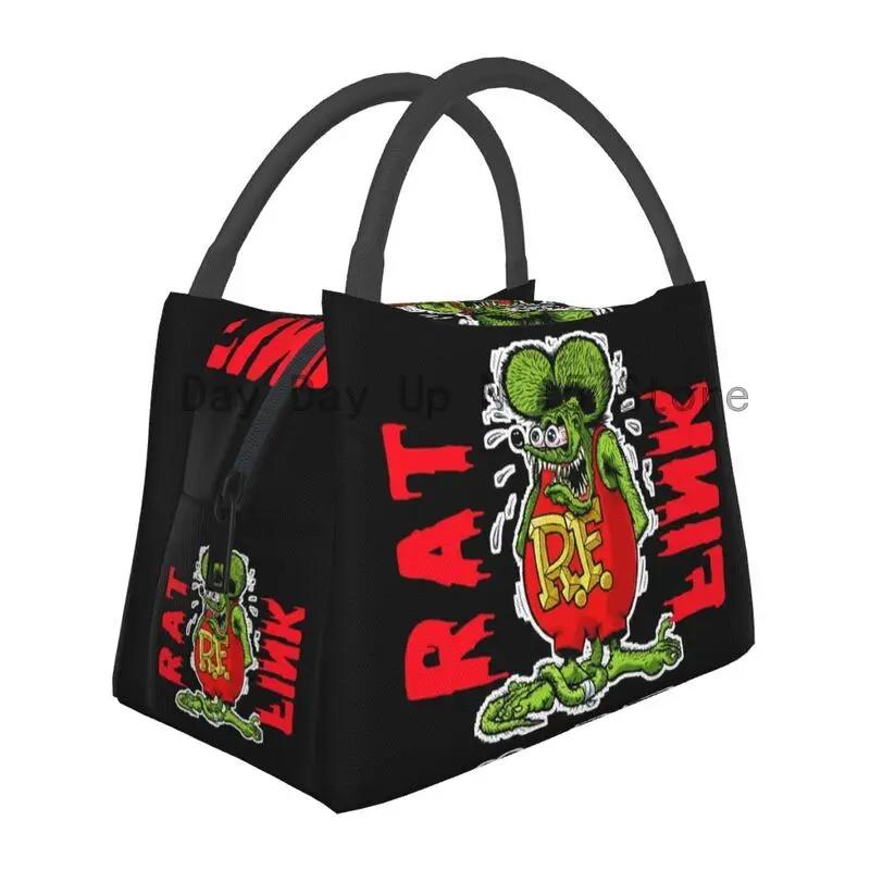 Ratfink Ride Insulated Lunch Bags for School Office Rat Fink Waterproof Thermal Cooler Bento Box Women Lunchbag
