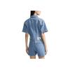 Calvin Klein Label Stud Button Stretch Denim Shorts Women Shorts Denim-Blue J221178-1A4