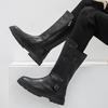 Fashion Size 38-46 Men's Fashionable High-Top Leather Boots Genuine Cowhide Shoes Side Zipper Thick-Sole Cowboy Boots for Everyday Wear