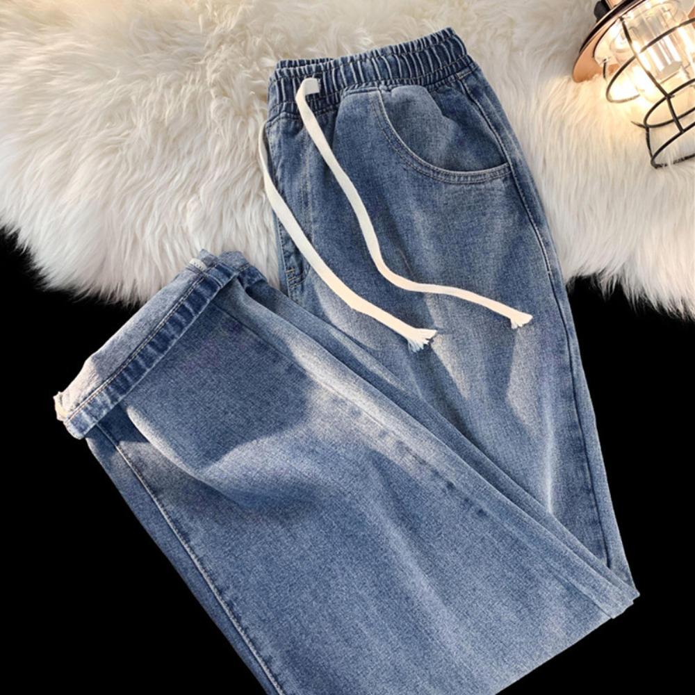 Stilvolle Damen-Winterjeans, Verdickte Denim-Hose mit Fleecefutter und Kordelzug-Taille, Bequeme Freizeitjeans für Alltag & Ausflüge