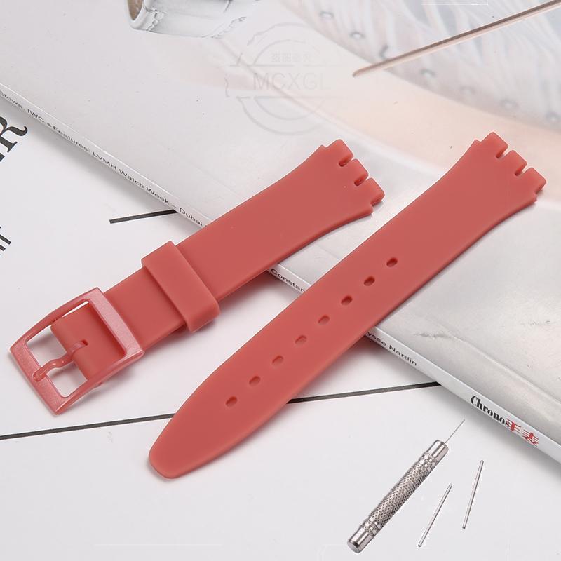 Silicone Watch Band For Swatch 17mm 19mm 20mm Pin Buckle Waterproof Bracelet Wristband Watch Accessories
