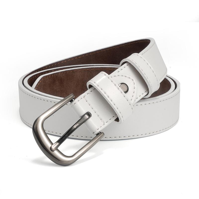 Women's Top Layer Cowhide Korean Wide Jeans Belt Simple Pin Buckle Casual and Versatile 3.0 Car Line Belt