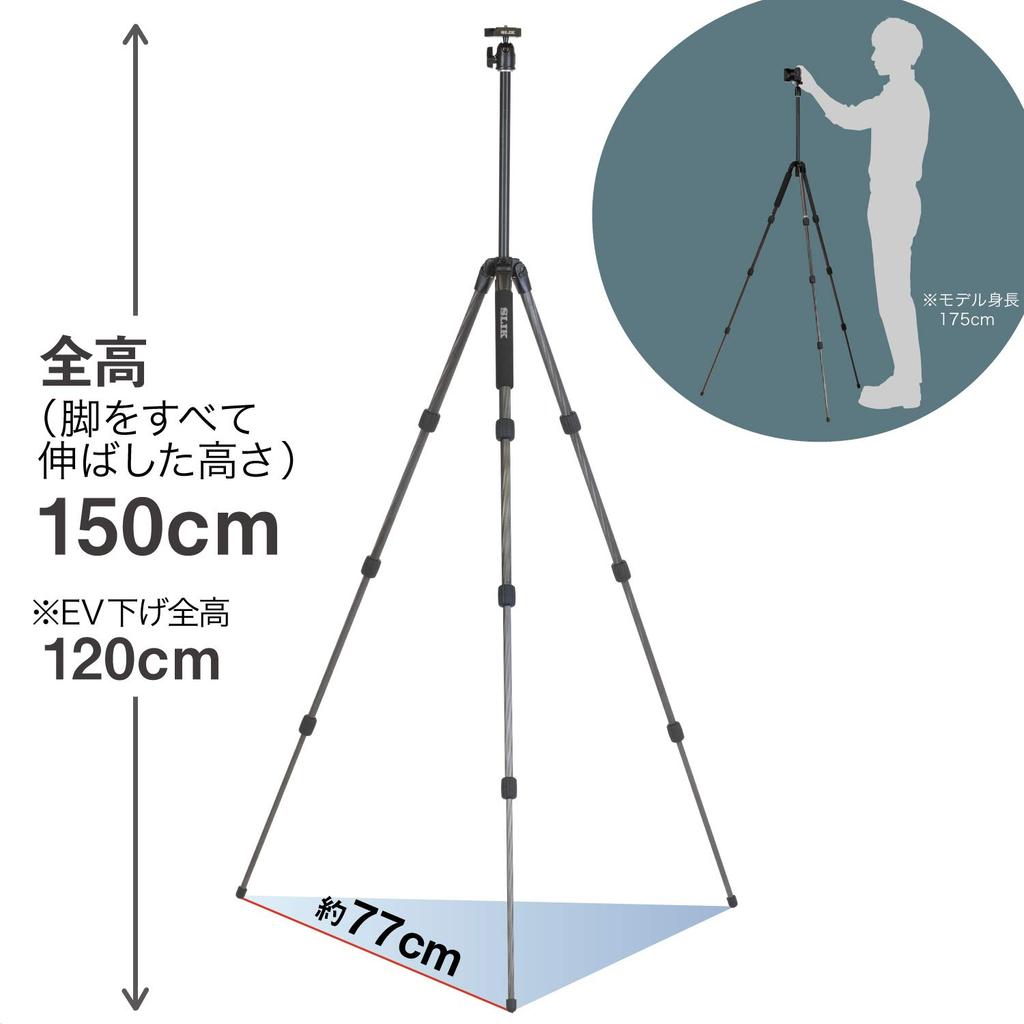 SLIK Light Carbon E54 Carbon Nut 19mm Pipe Quick Shoe 106976 Tripod, 4-Section, Lock, Diameter, Mount,