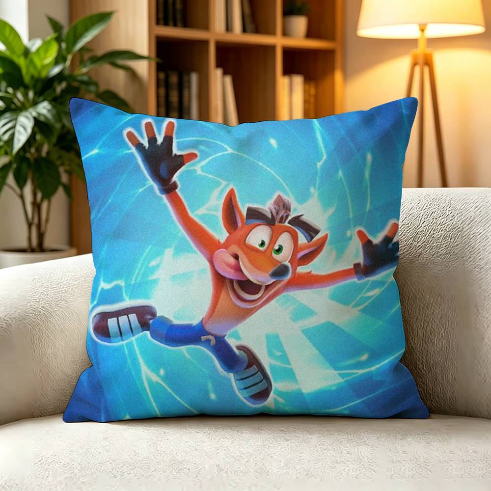 CCCrash Bandicoot Classic Orange Marsupial Square DoubleSided printed Pillow Case Bedroom Bedside Pillow Sofa Cushion Cover