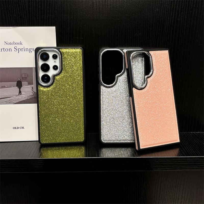 Luxury Glitter Bling Veneer TPU Leather Phone Case For Samsung Galaxy S26 S25 S24 S23 S22 Ultra Shockproof Soft Proteciton Cover