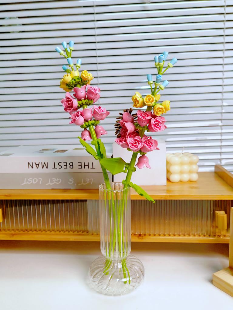 Blocchi da Costruzione Bouquet Rosa Girasole Eterno, Mini Mattoncini Fai da Te per Adulti, Regalo che Non Appassisce per San Valentino Anniversario Decorazione per la Casa