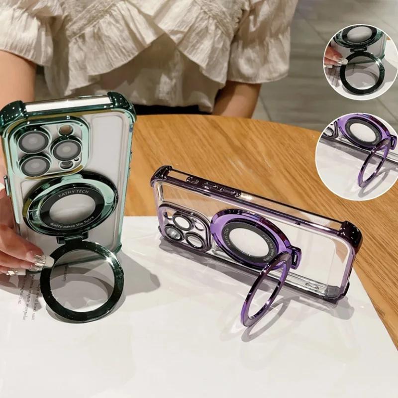 For Redmi 15C Glitter Plating Magnetic Magsafe Bracket Case for Xiaomi Redmi 15C Note 15 14 Pro Plus 14C 4G 5G Stand Soft Cover