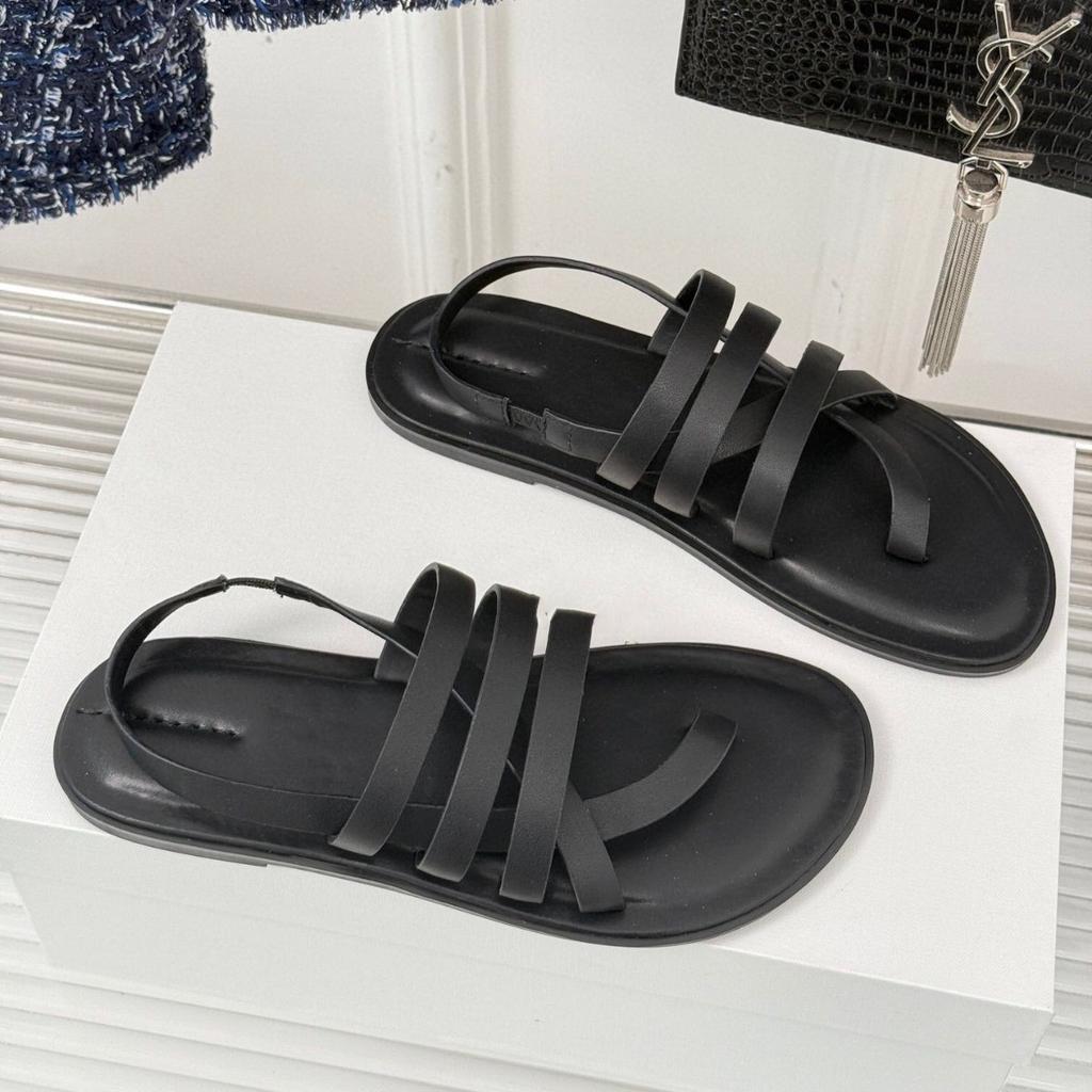 Sheepskin temperament hand-woven sandals 2025 new holiday style French flat Roman sandals casual cool slippers