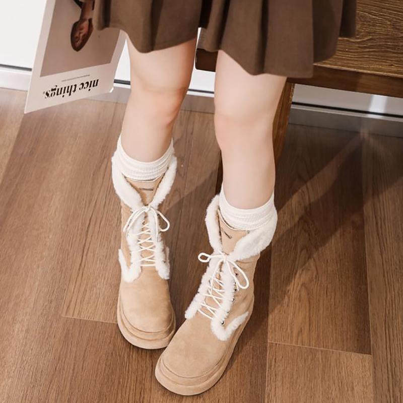 Зимние женские хлопковые сапоги на платформе — фото 3