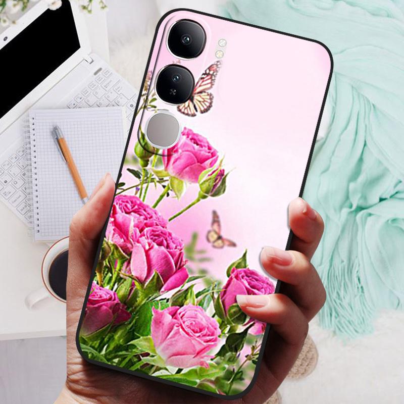 Vivo V40 Lite IDN V40SE Y200 Y300 Telefon Kılıfı Arka Kapak Moda Çiçek Kelebek Yumuşak TPU Kılıflar Vivo V 40 Lite V40 SE İçin