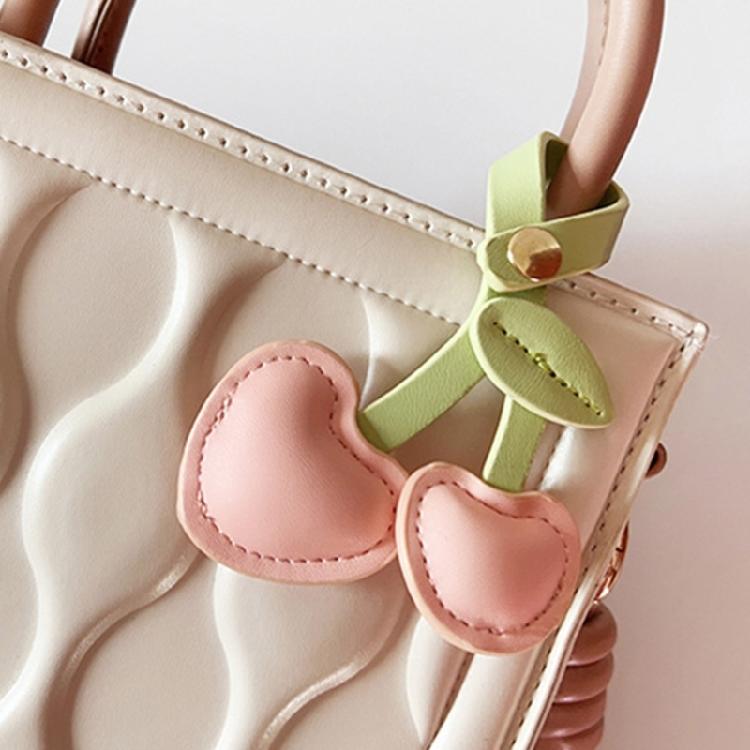 Cherry Bag Pendant Keyring for Ladies PU Leather Fruit Shape Key Ring Jewelry Stylish Decoration for Phones and Wallets