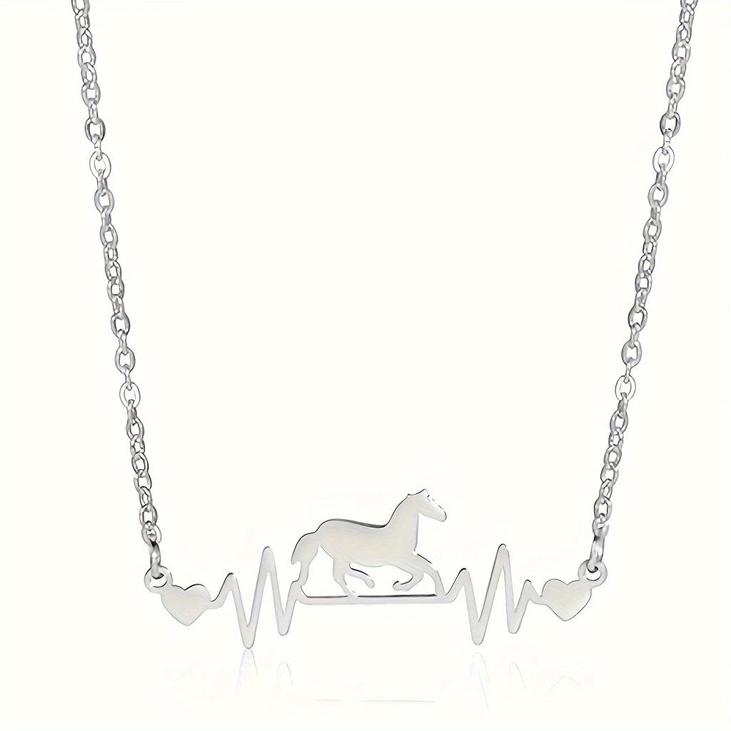 Pferd Herz Schlagen Elektrokardiogramm Halskette Dame Persönlichkeit Einfache Straße Schuss Zubehör Schmuck Geschenk