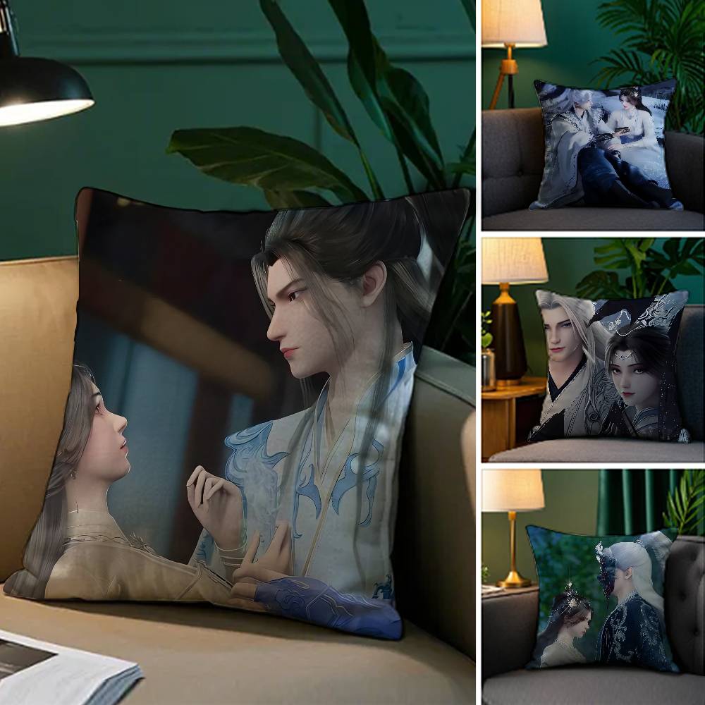 Chinese Classical Handsome Wu Xin Man Pillow Case Silky Elegant Comfort Sofa Bed  Invisible Zipper Beach Pillowcase