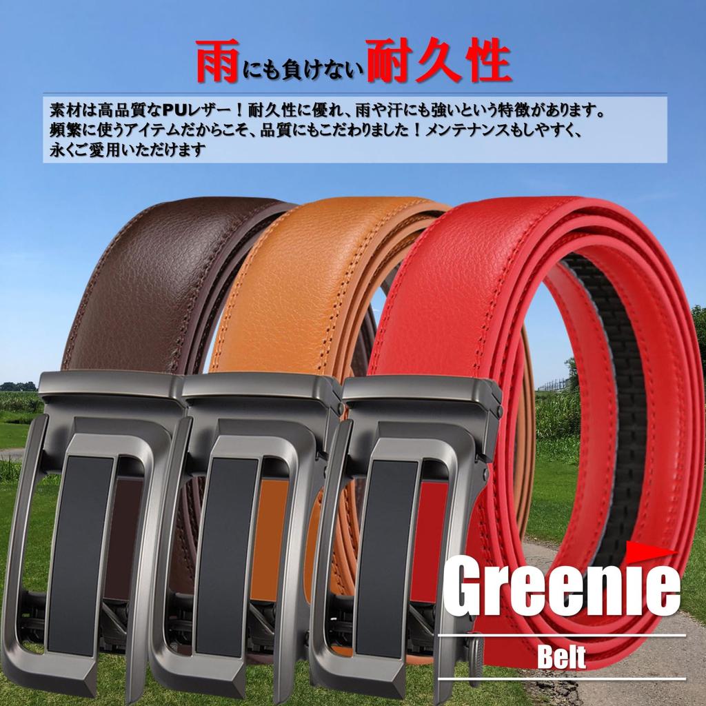 Greenie Golf PU Plus Suitable for and Airsoft Men's Belt, Auto-Lock, Leather, Size, Business, Casual, Outdoor, Work, (GR-2309-05) (130cm, Blue)