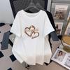 Women's Plus Size Slimming Mid-Length Short-Sleeve T-Shirt - Round Neck, Loose Fit (Sizes 200-350 Jin)