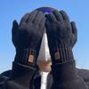 Sensitive Touch Touchscreen Gloves Cotton Fleecing Mittens Soft Cycling Gloves  For Winter Outdoor