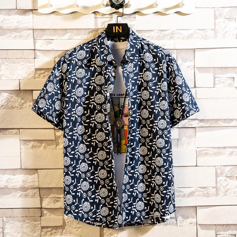 Summer Men's Hawaiian Shirt Printed Short Sleeve Big Size Hawaii Men Beach Floral Shirts