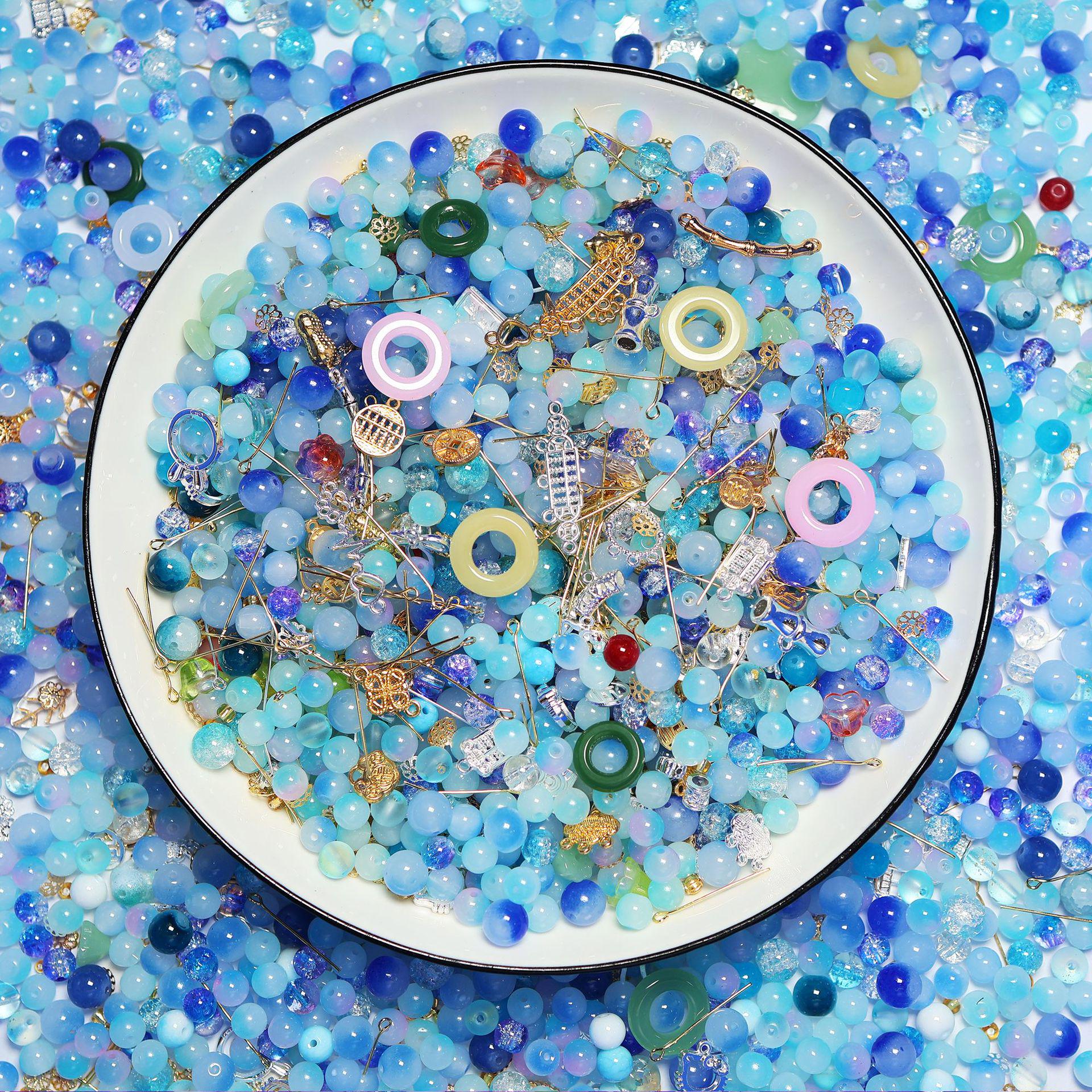 

Браслет из бисера в нефритовом стиле Nezha Ao Bing, разноцветные круглые стеклянные бусины 100g with String