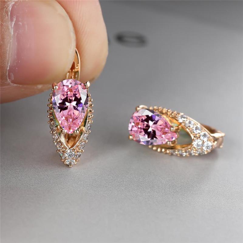Boho Small Gold Blue Stone Clip Earrings Vintage Zircon Wedding Jewelry For Women