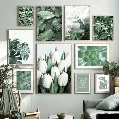 Grüne Natur Wandkunst Poster Drucken Pflanze Blume Blatt Bild Leinwand Malerei Moderne Frische Wohnkultur Wohnzimmer Wand Bild