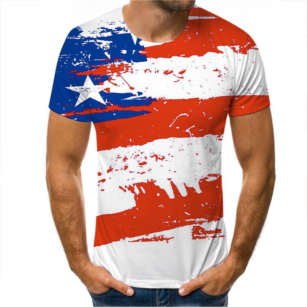 Men Summer Outfit Tee 3D Flag Money Print T Shirt Casual O Neck Short Sleeve Loose Tops Breathable Sportwear T Shirts
