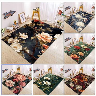 Comfortable Water Carpet with Anti Slip and Featuring Tri Flowers Floor Mats Living Rooms Bedrooms Kitchens and Indoor Use Rug