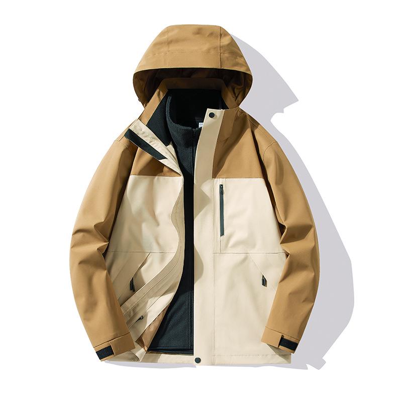 

Unisex Vermilion Red 3-in-1 Waterproof & Windproof Hiking Jacket with Fleece Lining for Spring and Autumn M