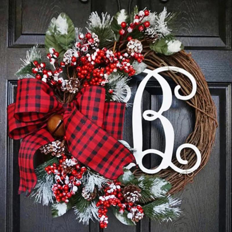 

New Merry Christmas Front Door Ornament Wall Artificial Pine Garland Christmas Wreath Decorative Hanging Ornament Window Door Wr As shows