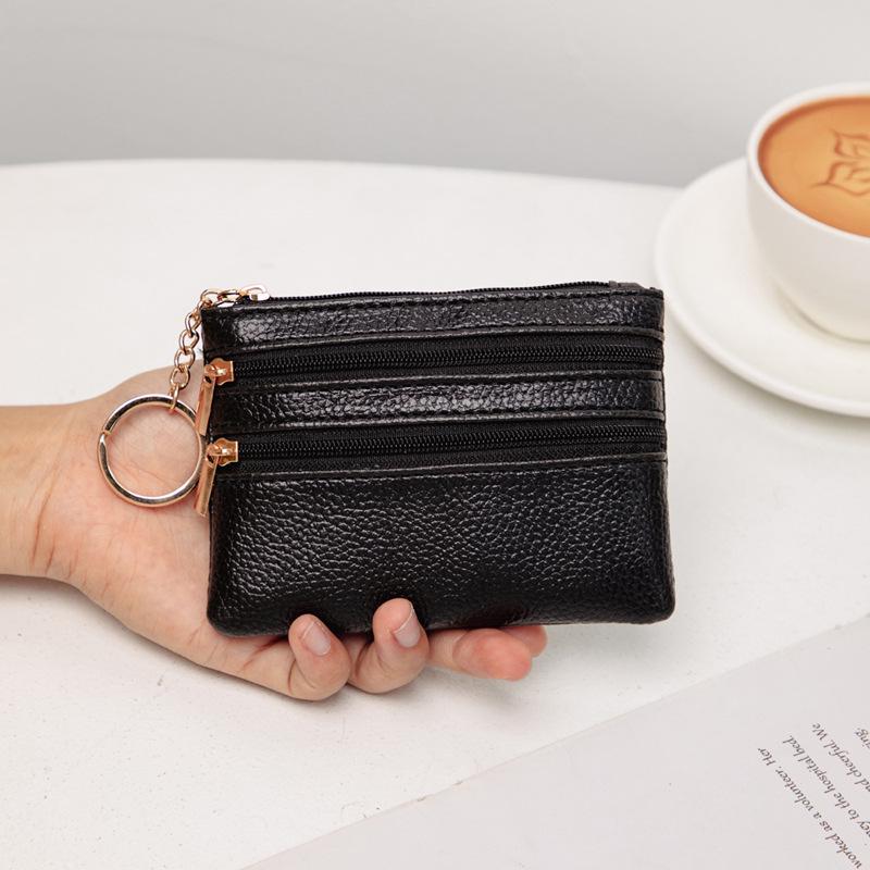 2025 Lightweight Minimalist Mini Coin Purse & Key Holder - Solid Color PU Polyester Fiber