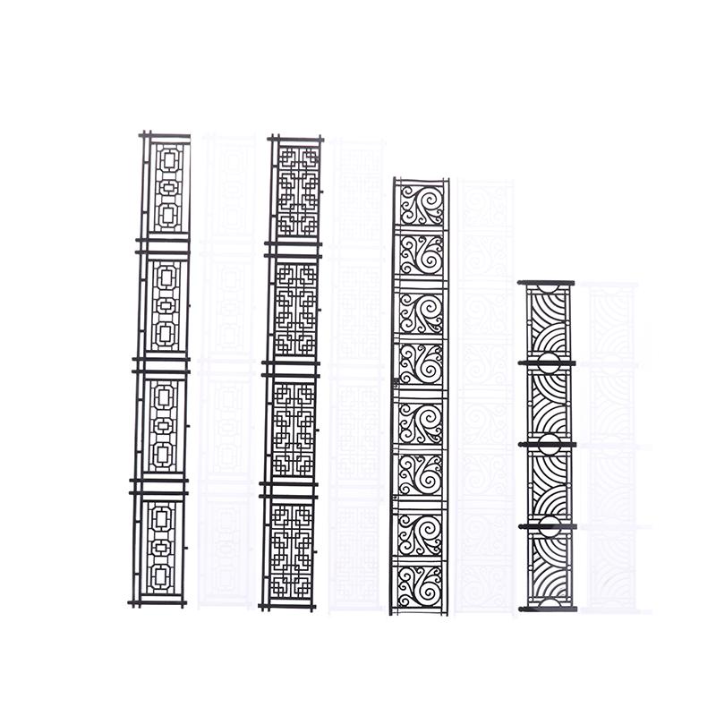 5Pcs Plastic Fences Black/White Guardrail Architectural Model Sand Table Landscape Railing Diy Handmade Wall Model Fence