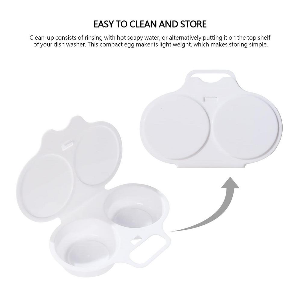 2 Eggs Microwave Oven Egg Poacher Plastic Poached Egg Steamer Kitchen Frying Egg Tool For Noodles Easy To Use And Clean
