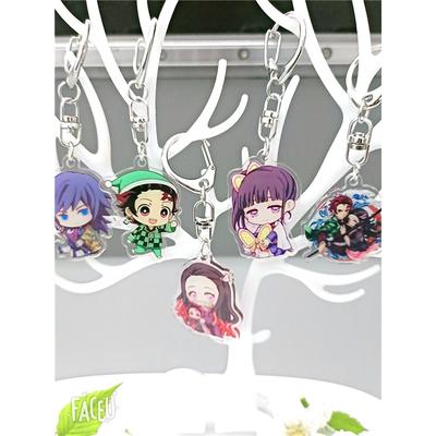  Anime Keychains Keychain Demon Slayer Kimetsu No Yaiba Acrylic Key Ring Cute Funny Cartoon for Friends