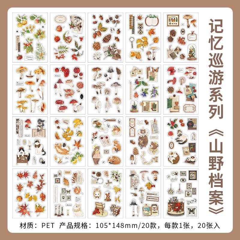 20pcs/lot Kawaii Scrapbook Stickers Memory Voyage DIY Journaling Scrapbooking Supplies Decorative Stationery Sticker