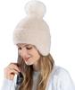 LeafIn Strickmütze mit Boa-Fleece und hält Ihre Ohren warm und warm für Einheitsgröße Damen-Ohrenschützer, Futter, Bommel, Winddicht, Warm, Schlankmachend,